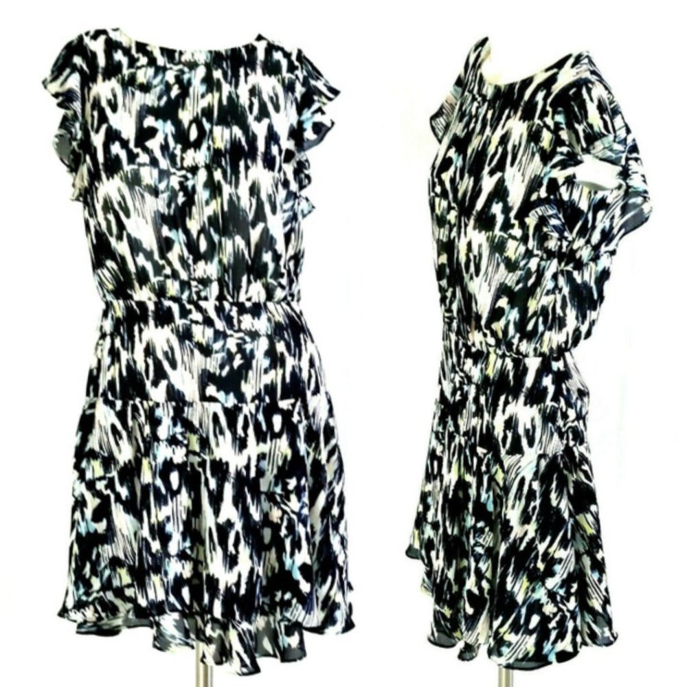 Sweet Soup Tiered Chiffon Keyhole A-Line Dress